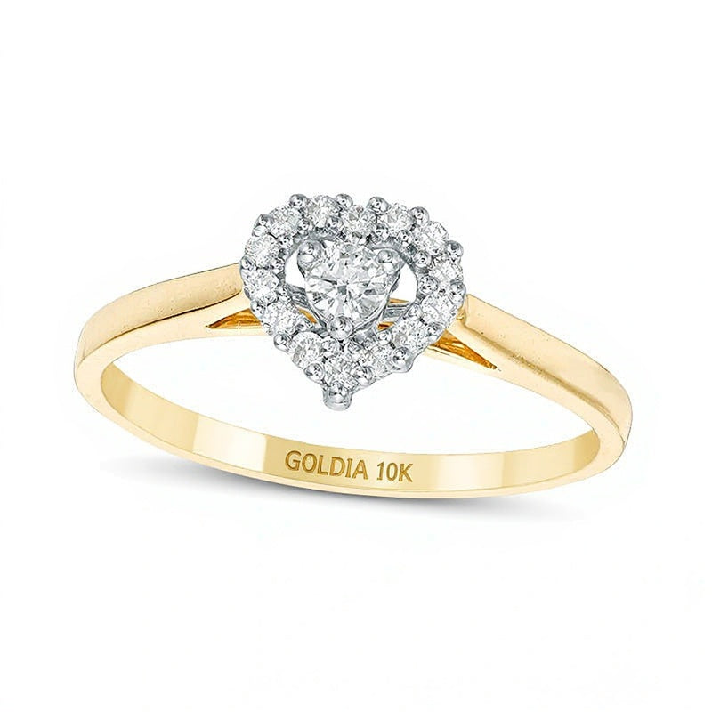 0.2 ct. Gesamtgewicht Diamant-Freundschaftsring mit Herzrahmen in 10K Gelbgold