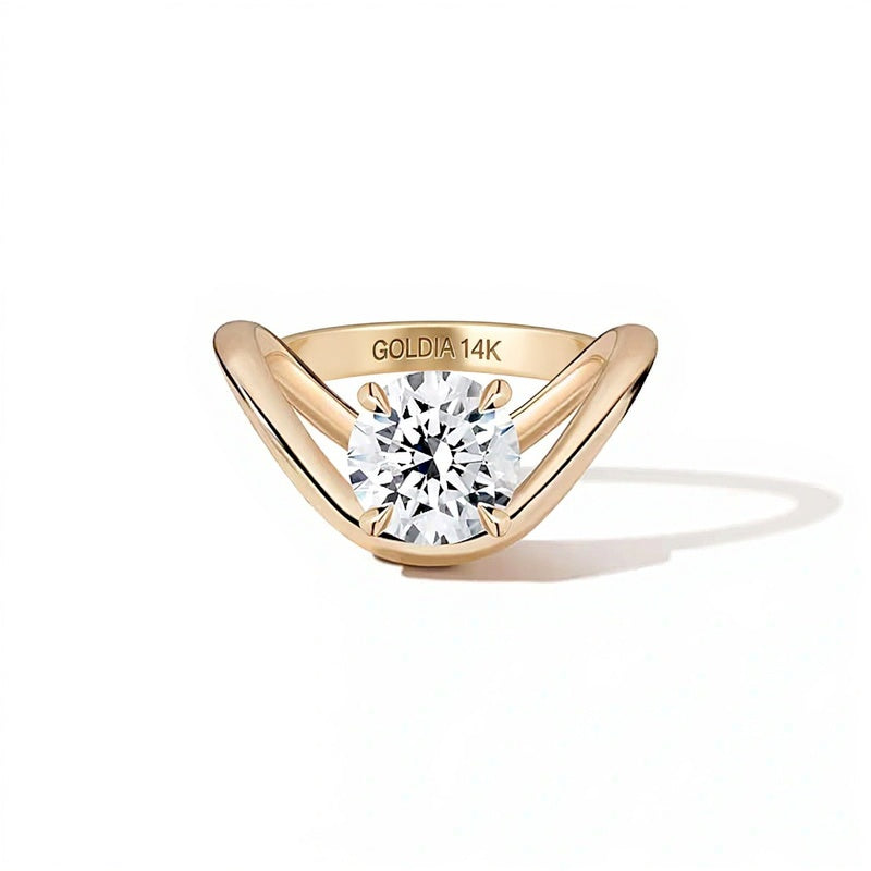 Solitär-Verlobungsring mit Labordiamant 3.0 ct. Gesamtgewicht in 14K Gelbgold für Damen (F/VS2)