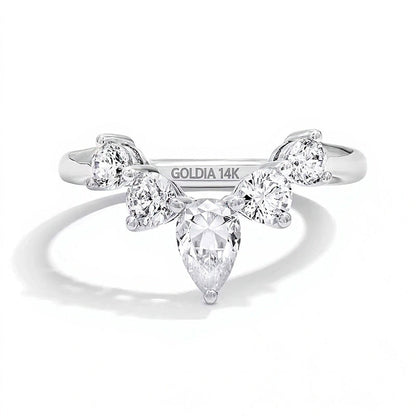 1.0 CT. TW tropfenförmiger Labordiamant Solitär Enhancer Ring in 14K Weißgold (F/VS2)