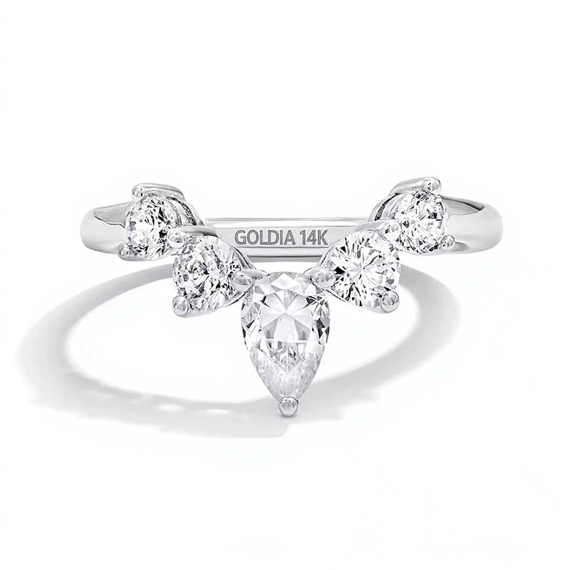 1.0 CT. TW tropfenförmiger Labordiamant Solitär Enhancer Ring in 14K Weißgold (F/VS2)