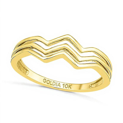 Chevron-Ring mit drei Reihen aus 10K Gelbgold