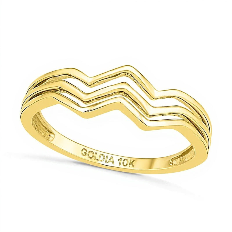 Chevron-Ring mit drei Reihen aus 10K Gelbgold