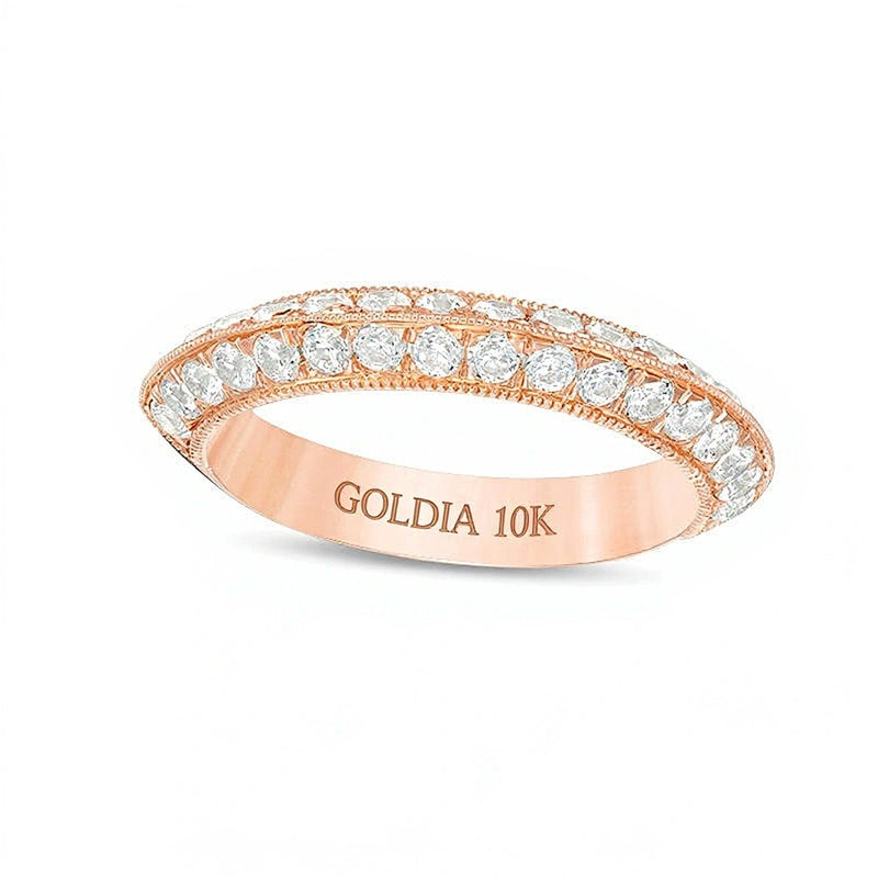 1.0 ct. Gesamtgewicht Diamant Ehering im Vintage-Stil mit zwei Reihen in 10K Roségold