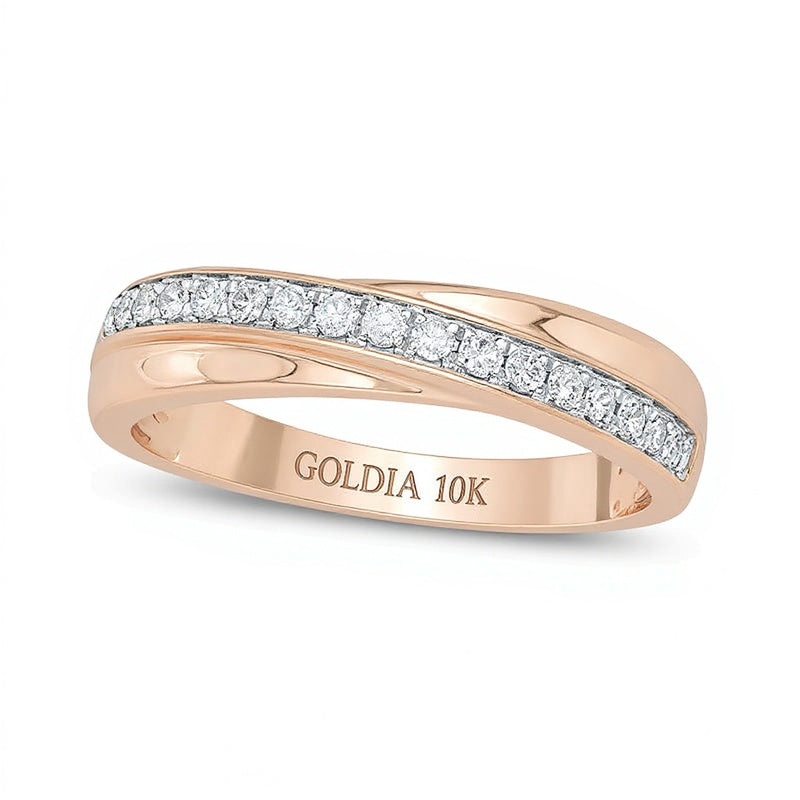 0.2 ct. Gesamtgewicht Diamant Crossover Memoire-Ring in 10K Roségold