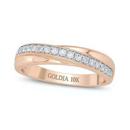 0.2 ct. Gesamtgewicht Diamant Crossover Memoire-Ring in 10K Roségold