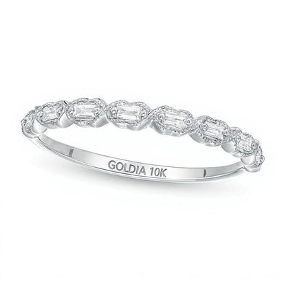 0,13 ct. Gesamtgewicht Baguette-Diamant Art-Déco Vintage-Stil stapelbarer Ring in 10K Weißgold