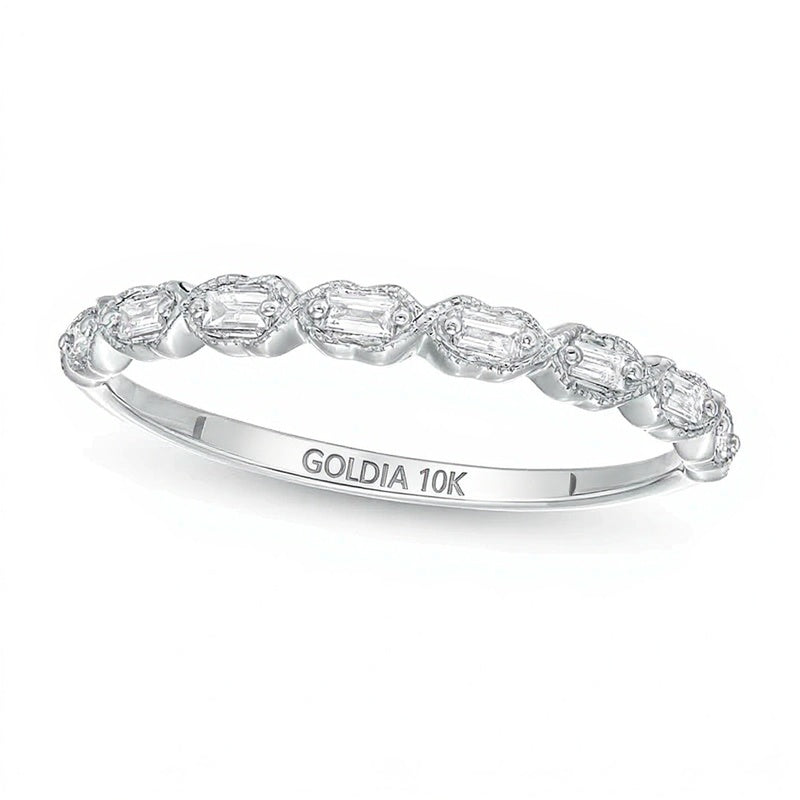 0,13 ct. Gesamtgewicht Baguette-Diamant Art-Déco Vintage-Stil stapelbarer Ring in 10K Weißgold