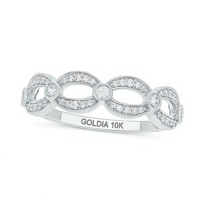 0.25 ct. Gesamtgewicht Diamant-Ring zum Kombinieren mit offenem Gliederdesign in 10K Weißgold