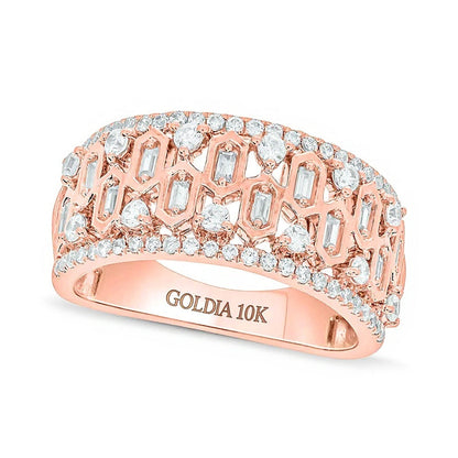 0.75 ct. Gesamtgewicht Diamant-Ring mit Hexagon-Muster in 10K Roségold