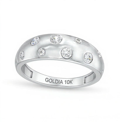 0.25 ct. Gesamtgewicht Diamant-Ring mit Blasen-Design in 10K Weißgold