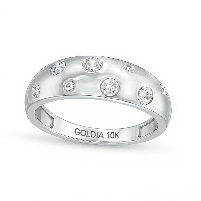 0.25 ct. Gesamtgewicht Diamant-Ring mit Blasen-Design in 10K Weißgold