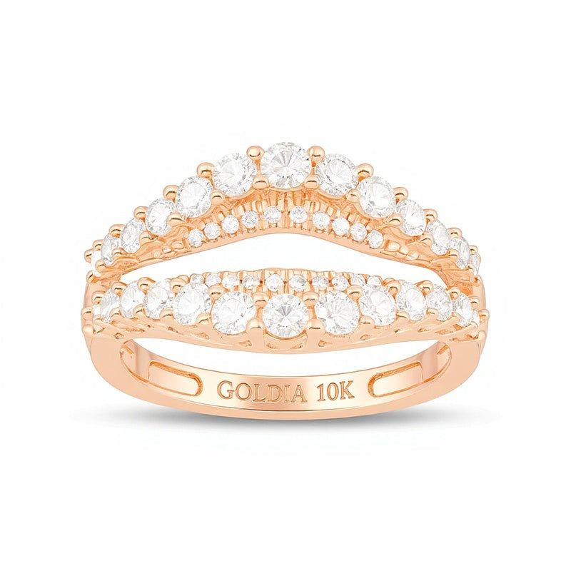 Diamant-Ring Solitär-Enhancer 1.0 ct. Gesamtgewicht rund in 10K Roségold für Damen