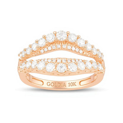 Diamant-Ring Solitär-Enhancer 1.0 ct. Gesamtgewicht rund in 10K Roségold für Damen