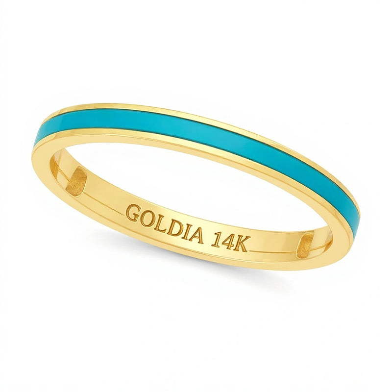 Ring mit Türkis-Emaille-Einlage in 14K Gelbgold