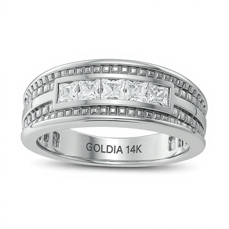 1.0 ct. Gesamtgewicht Diamant-Ehering im Princess-Schliff Fünfstein in 14K Weißgold mit schwarzem Rhodium