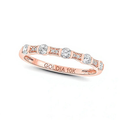 Memoire-Ring im Vintage-Stil zum Stapeln mit Diamanten 0.33 ct. Gesamtgewicht in 10K Roségold