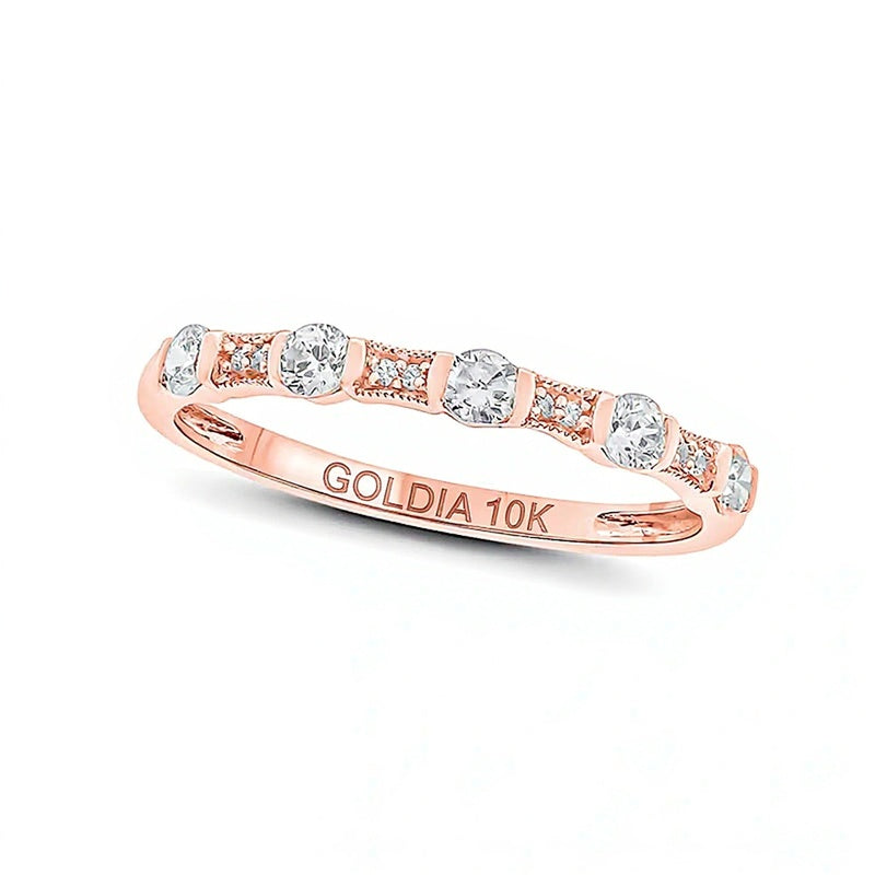 Memoire-Ring im Vintage-Stil zum Stapeln mit Diamanten 0.33 ct. Gesamtgewicht in 10K Roségold