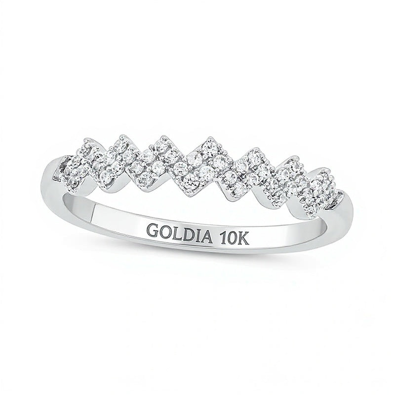 0.17 ct. Gesamtgewicht Diamant Zickzack-Ring zum Stapeln in 10K Weißgold