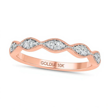 0.17 ct. Gesamtgewicht Ring mit Diamanten im Marquise-Schliff im Vintage-Stil, stapelbar, in 10K Roségold