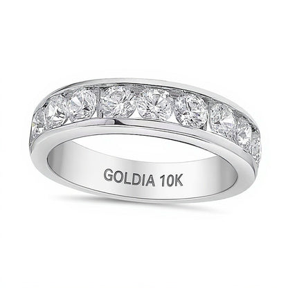 1.5 ct. Gesamtgewicht Diamant-Ring mit elf Steinen, kanalgefasst, in 10K Weißgold (I/I2)