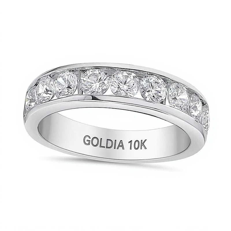 1.5 ct. Gesamtgewicht Diamant-Ring mit elf Steinen, kanalgefasst, in 10K Weißgold (I/I2)