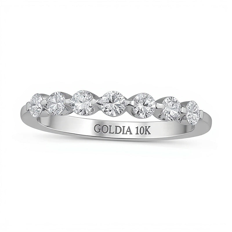 0.5 ct. Gesamtgewicht Diamant Memoire-Ring mit sieben Steinen in 10K Weißgold