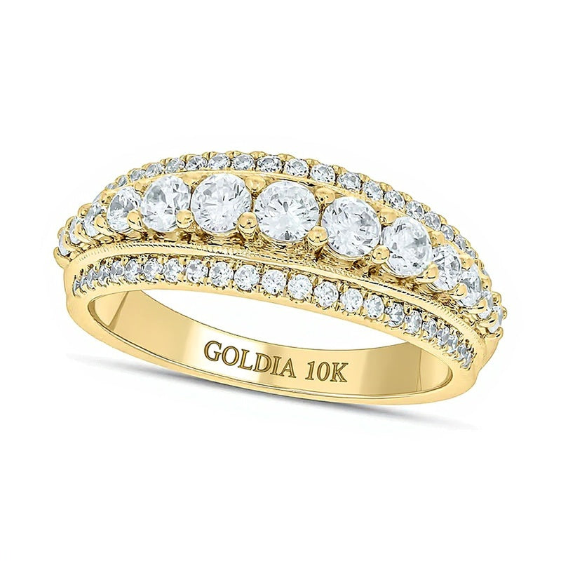 Ring mit weißen Diamanten im Rundschliff, 1.0 ct. Gesamtgewicht, in 10K Gelbgold
