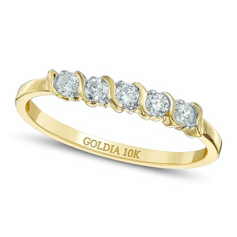 0.2 ct. Gesamtgewicht Diamant Fünfstein-Ehering in 10K Gelbgold