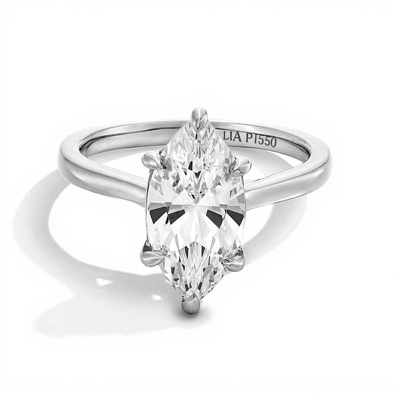 3.0 ct. Gesamtgewicht Solitär-Verlobungsring mit Labordiamant im Marquise-Schliff in Platin (F/VS2)