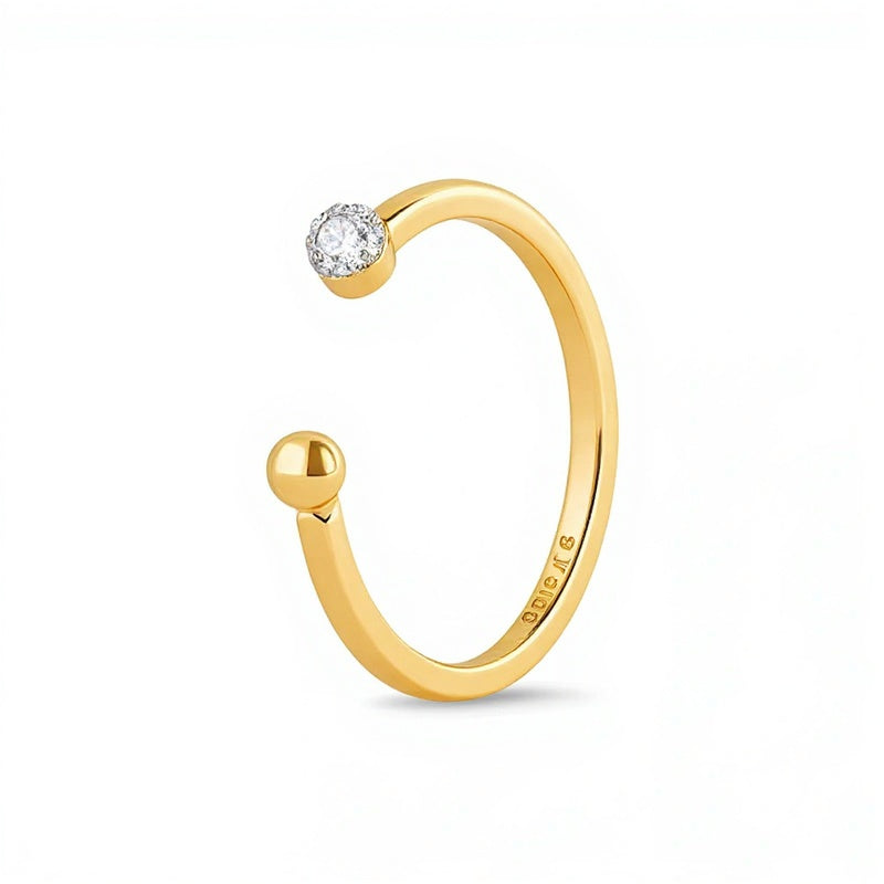 0,05 ct. Gesamtgewicht Labordiamant Ring offen in 18K Gelbgold