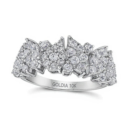 1.0 CT. Gesamtgewicht Diamant-Ring mit Marquise und Tropfen im Zickzack-Design in 10K Weißgold