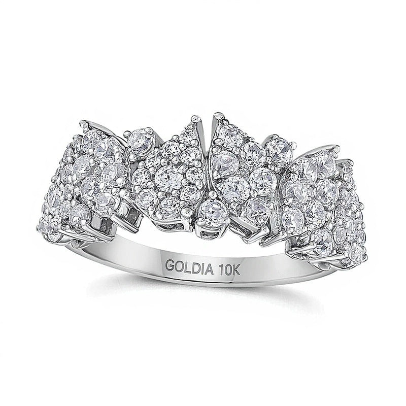 1.0 CT. Gesamtgewicht Diamant-Ring mit Marquise und Tropfen im Zickzack-Design in 10K Weißgold