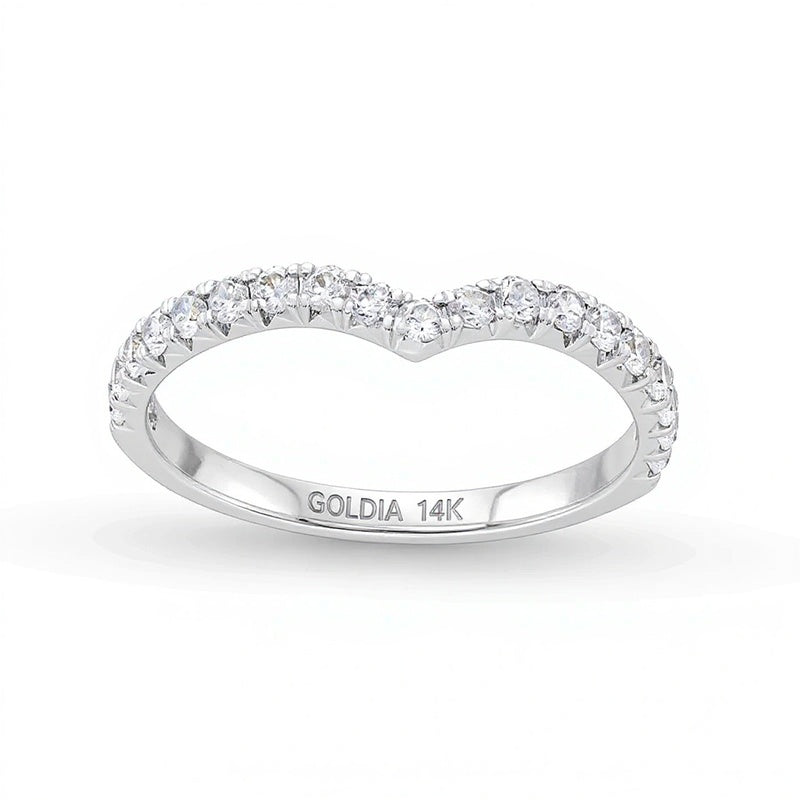 0.38 ct. Gesamtgewicht Labordiamant Memoire-Ring mit Kontur in 14K Weißgold (F/VS2)