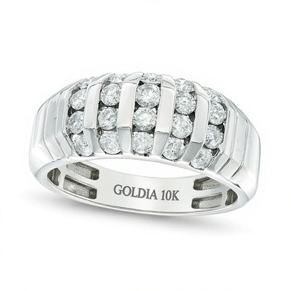 1.0 CT. Gesamtgewicht Diamant Memoire-Ring in gewölbter Form aus 10K Weißgold