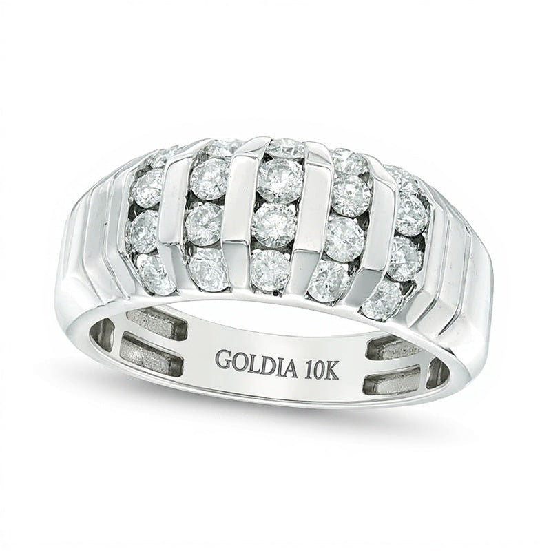 1.0 CT. Gesamtgewicht Diamant Memoire-Ring in gewölbter Form aus 10K Weißgold