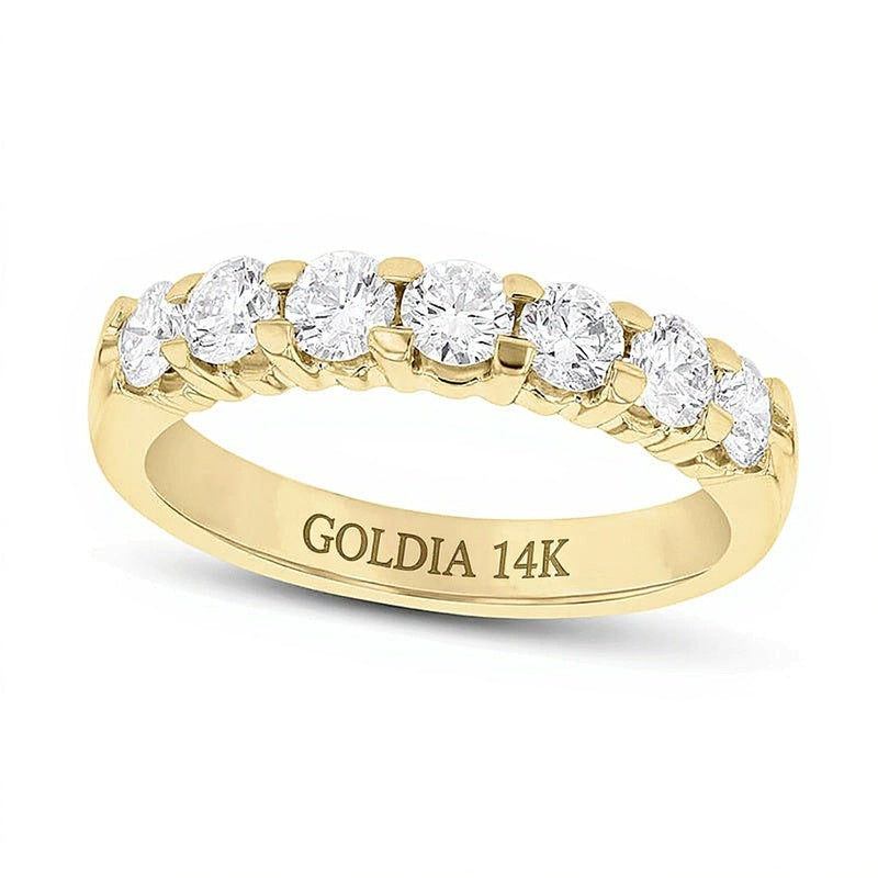 1.0 ct. Gesamtgewicht Diamant Memoire-Ring mit sieben Steinen in 14K Gelbgold