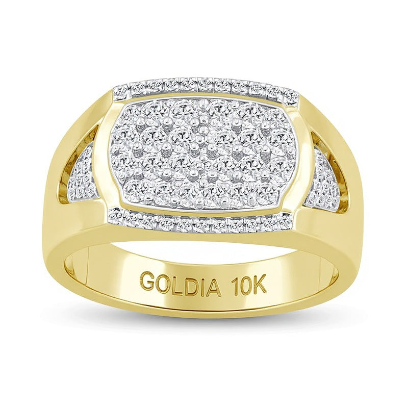 Diamant-Siegelring oval in 10K Gelbgold, 1.0 ct. Gesamtgewicht