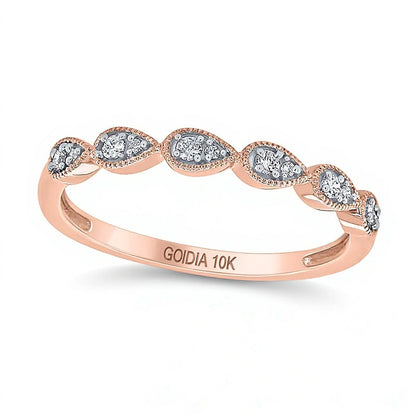 0.1 ct. Gesamtgewicht Diamant-Ring im Vintage-Stil mit Tropfenschliff in 10K Roségold