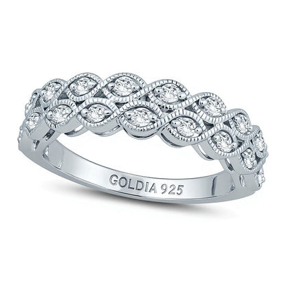 0,33 ct. Gesamtgewicht Diamant-Memoire-Ring im Vintage-Stil mit doppelreihiger Twist-Fassung aus rhodiniertem Sterlingsilber