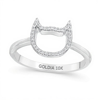 0.1 ct. Gesamtgewicht Diamant Katzen-Umriss Fashion Ring in 10K Weißgold