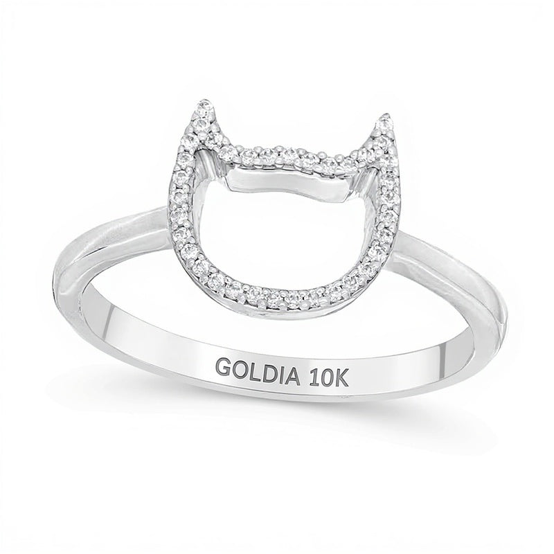 0.1 ct. Gesamtgewicht Diamant Katzen-Umriss Fashion Ring in 10K Weißgold