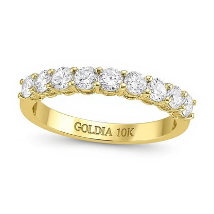0.75 ct. Gesamtgewicht Diamant-Ring mit neun Steinen in 10K Gelbgold (I/I2)