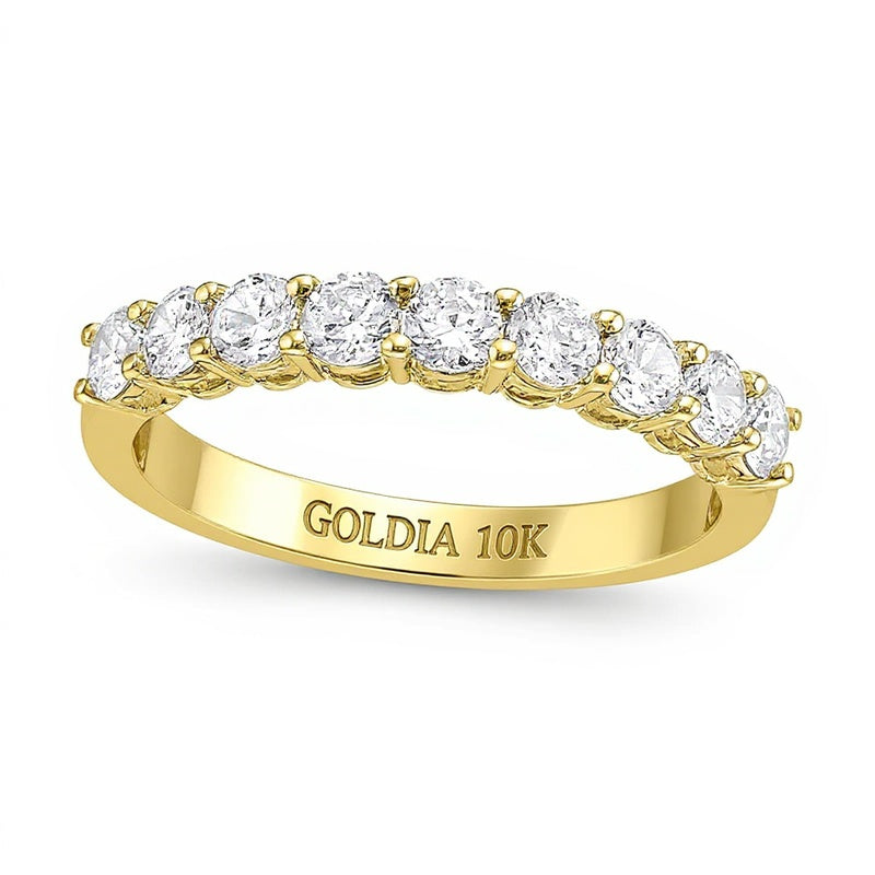 0.75 ct. Gesamtgewicht Diamant-Ring mit neun Steinen in 10K Gelbgold (I/I2)