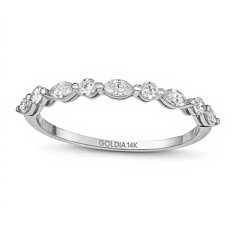 0.25 ct. Gesamtgewicht Diamant-Ring im Marquise- und Rundschliff, stapelbar, in 14K Weißgold