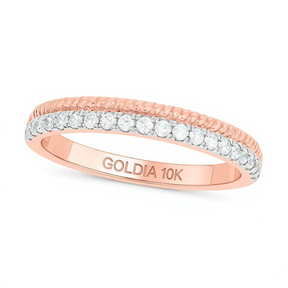 0.2 ct. Gesamtgewicht Diamant Ring mit Kordelrand stapelbar in 10K Roségold
