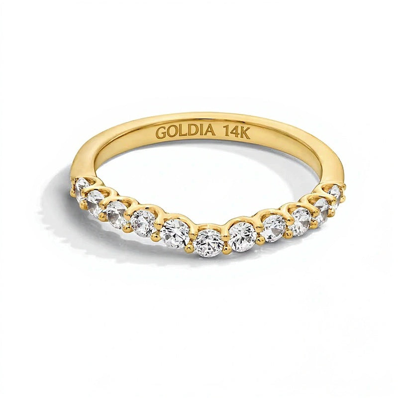 0.5 ct. Gesamtgewicht Memoire-Ring mit Labordiamanten in Kontur-Form aus 14K Gelbgold (I/SI2)