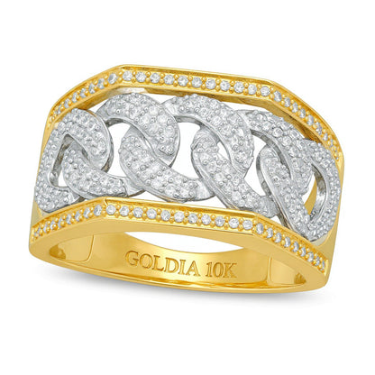 0.5 ct. Gesamtgewicht Diamant Fashion-Ring in Gliederkette-Optik aus 10K Gold Bicolor