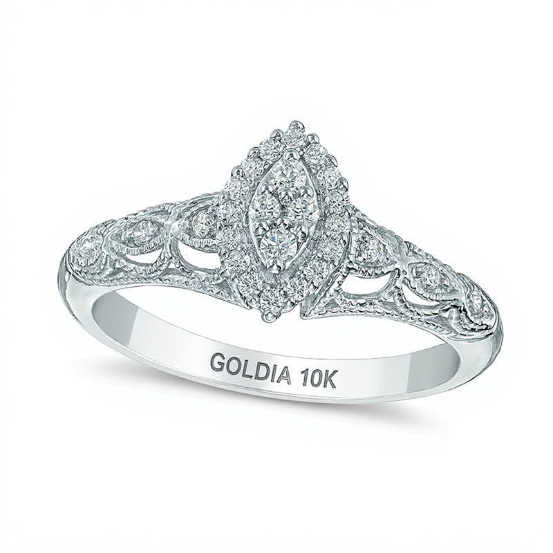0,2 ct. Gesamtgewicht Diamant-Freundschaftsring mit Marquise-Komposit in 10K Weißgold