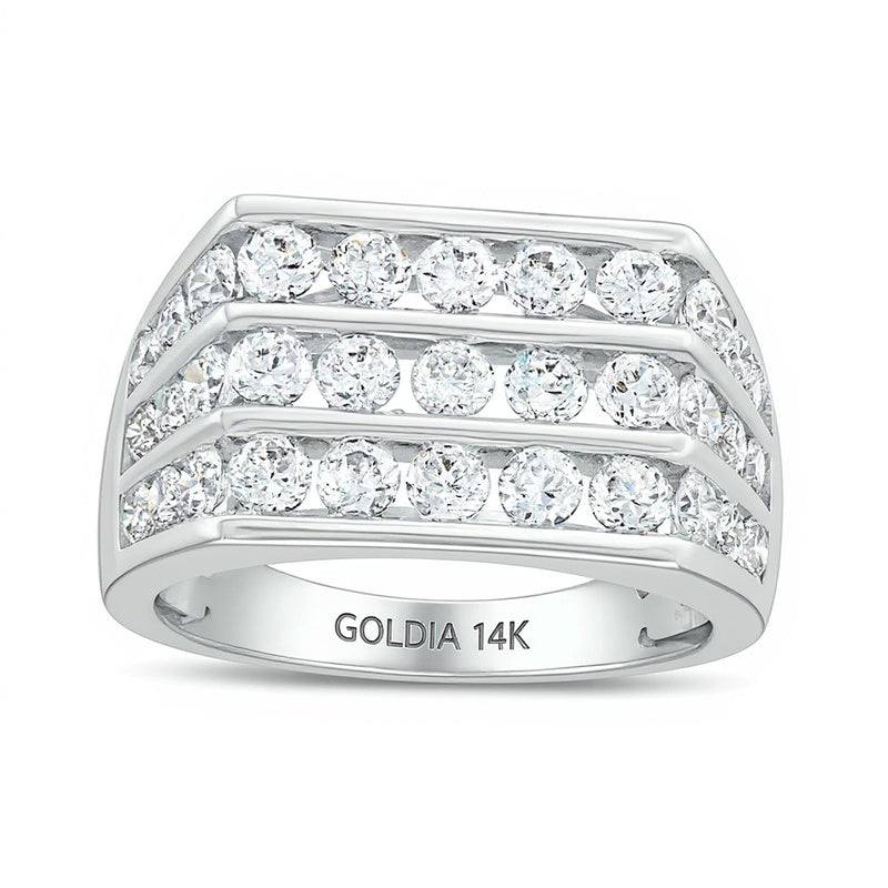 2.5 CT. TW Labordiamant Ring dreireihig in 14K Weißgold (F/SI2)