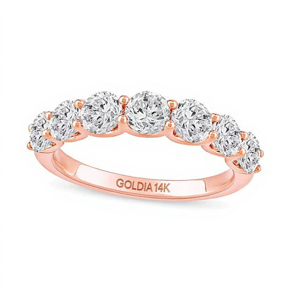 2.0 ct. Gesamtgewicht Labordiamant Memoire-Ring mit sieben Steinen in 14K Roségold (I/SI2)